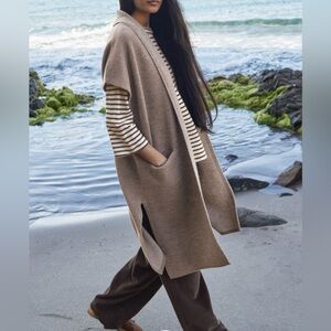 Poetry Boiled Wool Sleeveless Coat in Dark Moss